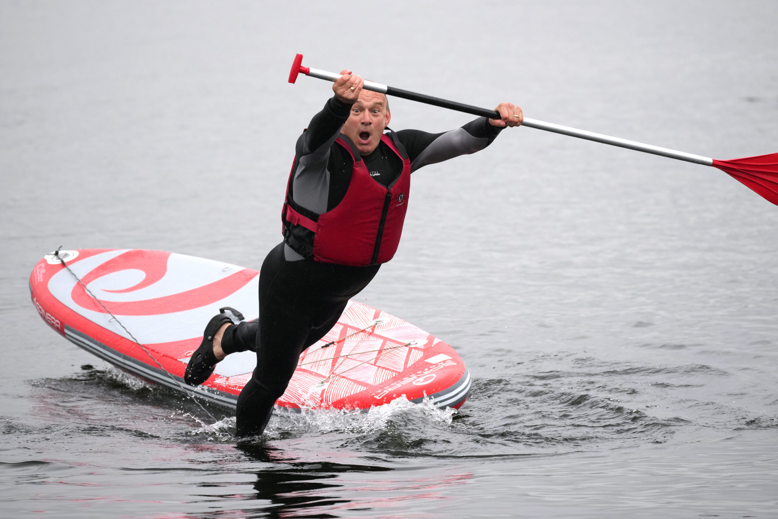 Lib Dem Leader Ed Davey Campaigns With MP Tim Farron At Lake Windermere